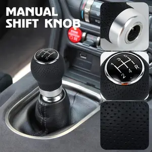 Universal PU Leather Gear Shift Knob, Manual Car Shifter Head, 5/6 Speed Replacement, Easy Installation, Durable and Stylish