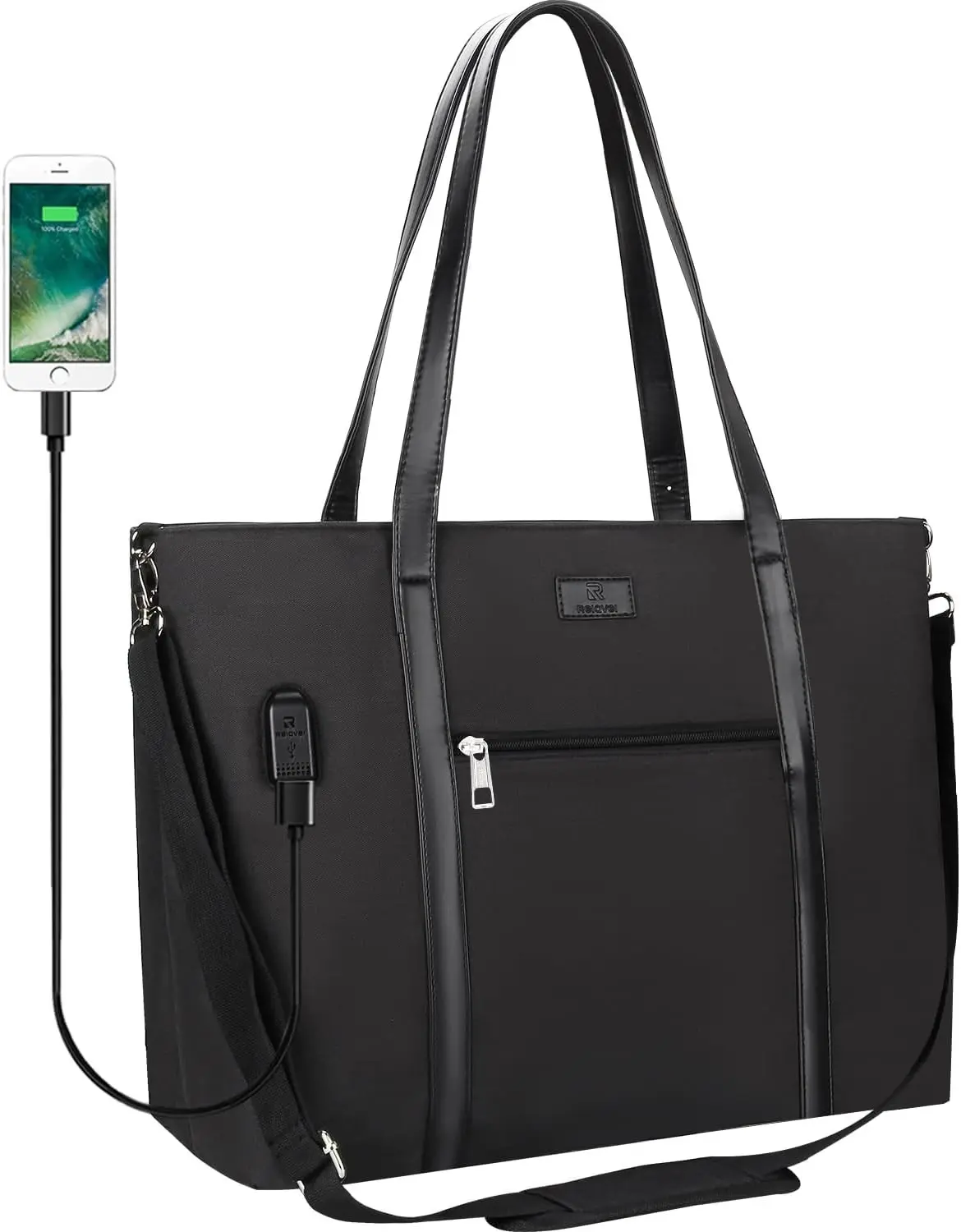 Laptop Tote Bag for Women 17 Inch, Laptop Bag With USB Port & 15 Pockets Teacher Work Bag with Compartments Business Travel Professional Computer Bag Office Work Organized Bag with Shoulder Straps