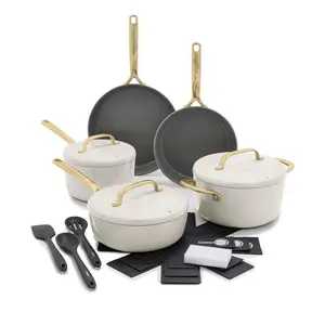 GreenPan GP5 14 Piece Cookware Pots and Pans Set, Hard Anodized Healthy Ceramic