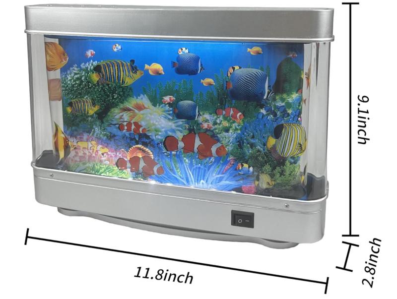 Fake Fish Tank Mini Aquarium,Artificial Tropical Fish Decorative,Fake Aquarium Decorative Lamp,Aquarium Lights Motion Lamp Night Light with Moving Fish,Gift for Kids