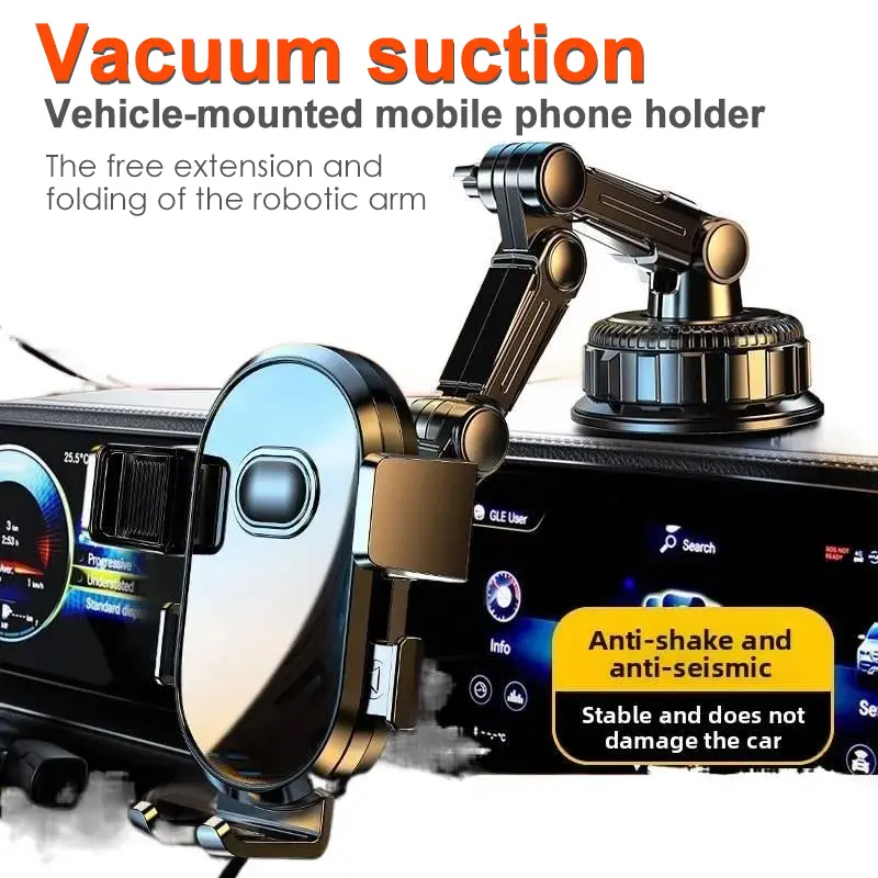 2026 Model Extended Arm Large Suction Cup Truck Mobile Phone Holder Extremely Stable Center Console In-Vehicle Navigation Smartphone Mount Bluetooth Wireless Dual Smart Android Tablet Compatible Phone Holders & Mounts Tough Artistic Cat Phone Case air