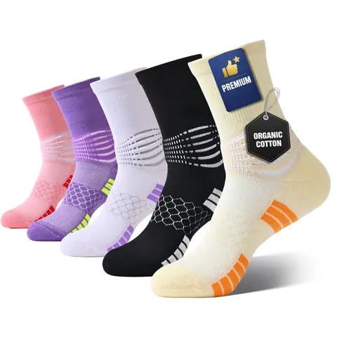 IRAMY 5/10/15 Pairs Multipack Unisex Mid Calf Support Socks for Men & Women – Cushioned Arch Support, Breathable Athletic Socks for Running, Walking, Everyday Wear, Soft Thermal, Cotton Blend, All-Season Knit, Comfortable Fit, Cozy, Soft & Comfy for Daily