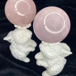 Star rose quartz Crystal sphere with stand