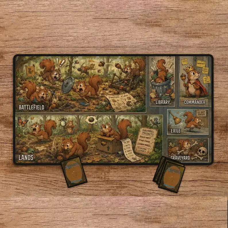 Squirrel Trash Playmat and Mouse Pad Gaming Art TCG Mousepad, MTG Playmat, Trading Card Game – FASTSHIPPING