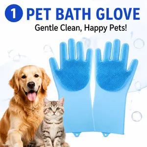 No More Messy Bath Time! Pet Grooming Gloves – Easy Clean, Soft Silicone Brush for Dogs, Cats & Small Pets