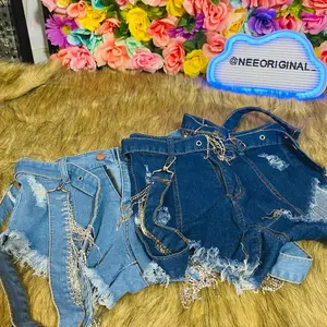 Tassel Denim Jean Shorts with Distressed Hem and Chain Tassels for Trendy Looks Streetwear Womenswear