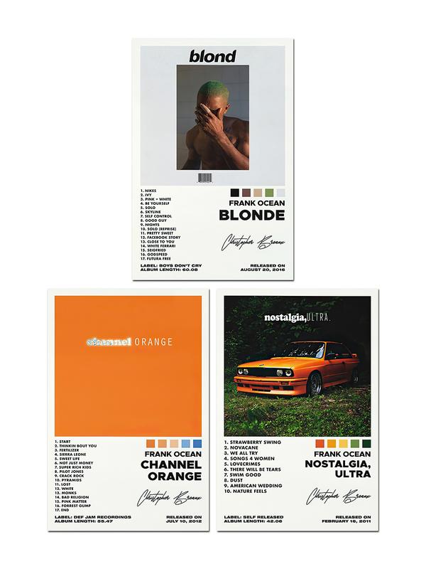 3PS Frank Ocean Canvas Album Covers Art Prints Set of 3 for Wall Decor Featuring Blonde Chanel Orange & Nostalgia Ultra Unframe 8x12in Poster