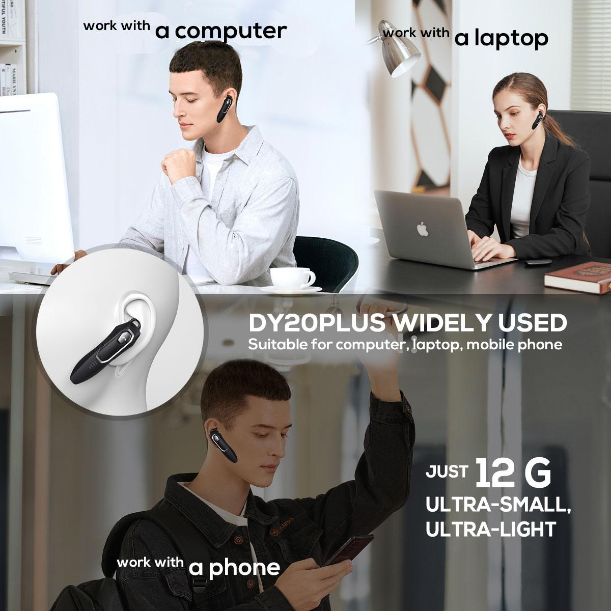 YUEYINOK Single-Ear Earphone, Bluetooth Earpiece, Hands-Free Bluetooth Headset for Work, Commuting & Driving, Clear Calls, Stable Connection, Wider Range, 30+ Hrs Talk Time hands free headset for work calls easy headset for daily use