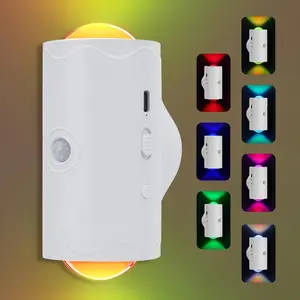 Magnetic Motion Sensor Night Light Set, Rechargeable Wall Sconce with 8 Color Adjustments, USB-C Portable LED Lamp for Staircase Bedroom Kitchen Holiday Season