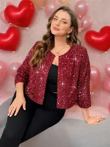 Women's Sequin Short Cardigan, Vintage Luxurious Style, Round Neck No Button Design, Perfect for Dates, Parties, Festive