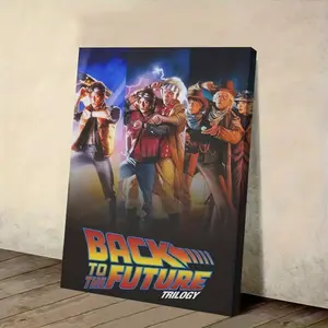 1 Piece "Back to the Future" Trilogy Canvas Poster - Retro Movie Wall Art, Featuring Retro Movie Characters, Creative Gift for Birthdays, Holidays, and Party Decorations, Canvas Wall Art