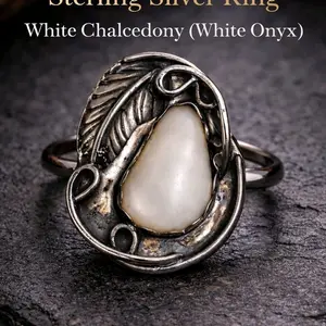 Sterling Silver White Chalcedony Ring Size 5 – Artisan Split Shank Teardrop