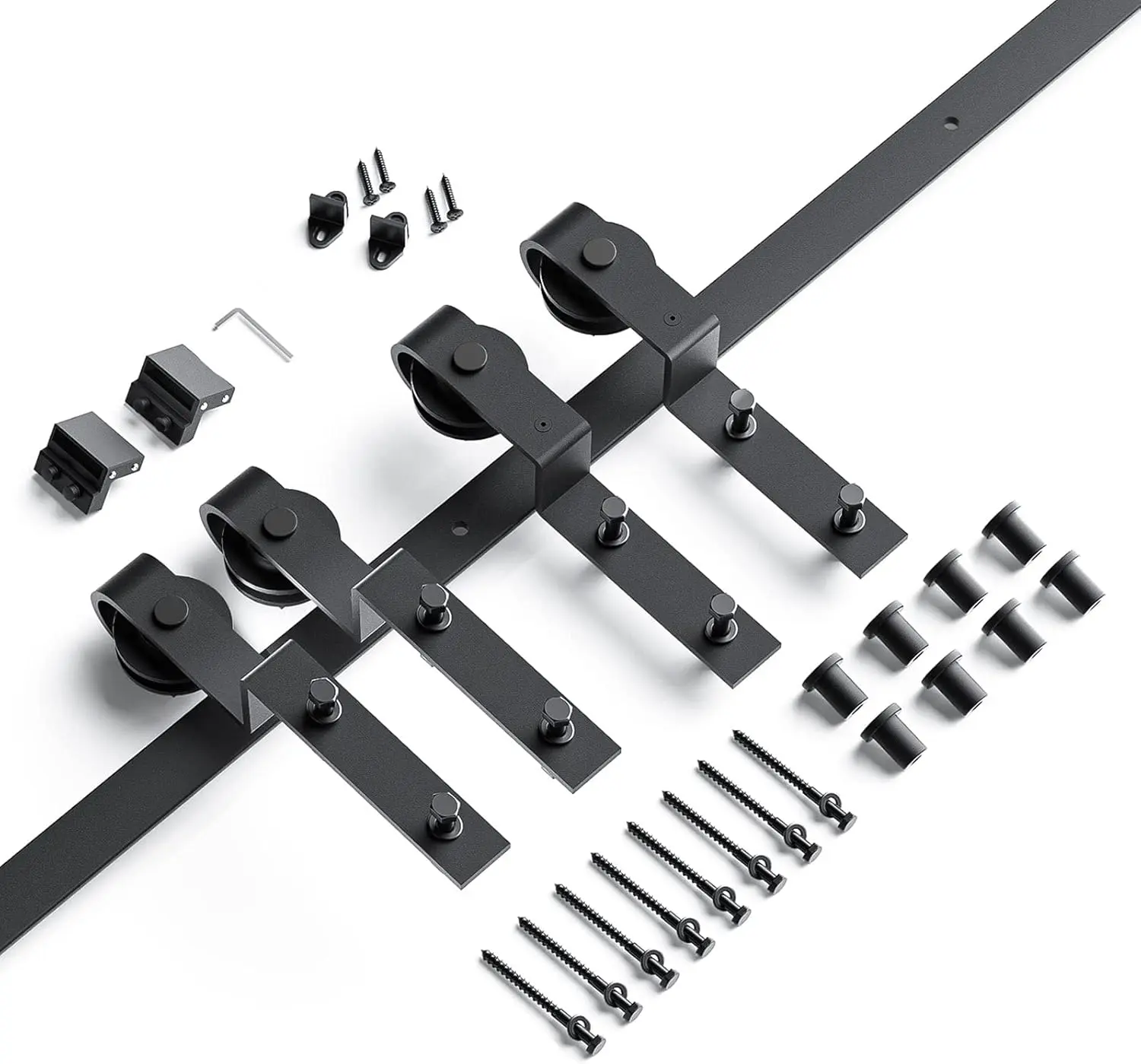 EaseLife 5FT Bypass Double Sliding Barn Door Hardware Kit（NO DOOR!!）, Single Track, Slide Smoothly Quietly, Easy Install (5FT Track Kit for Double 35" Wide Door)