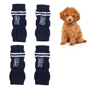 Dog Elbow Protector Sleeves 4-Pack - Knitted Leg Warmers & Joint Support (Small)