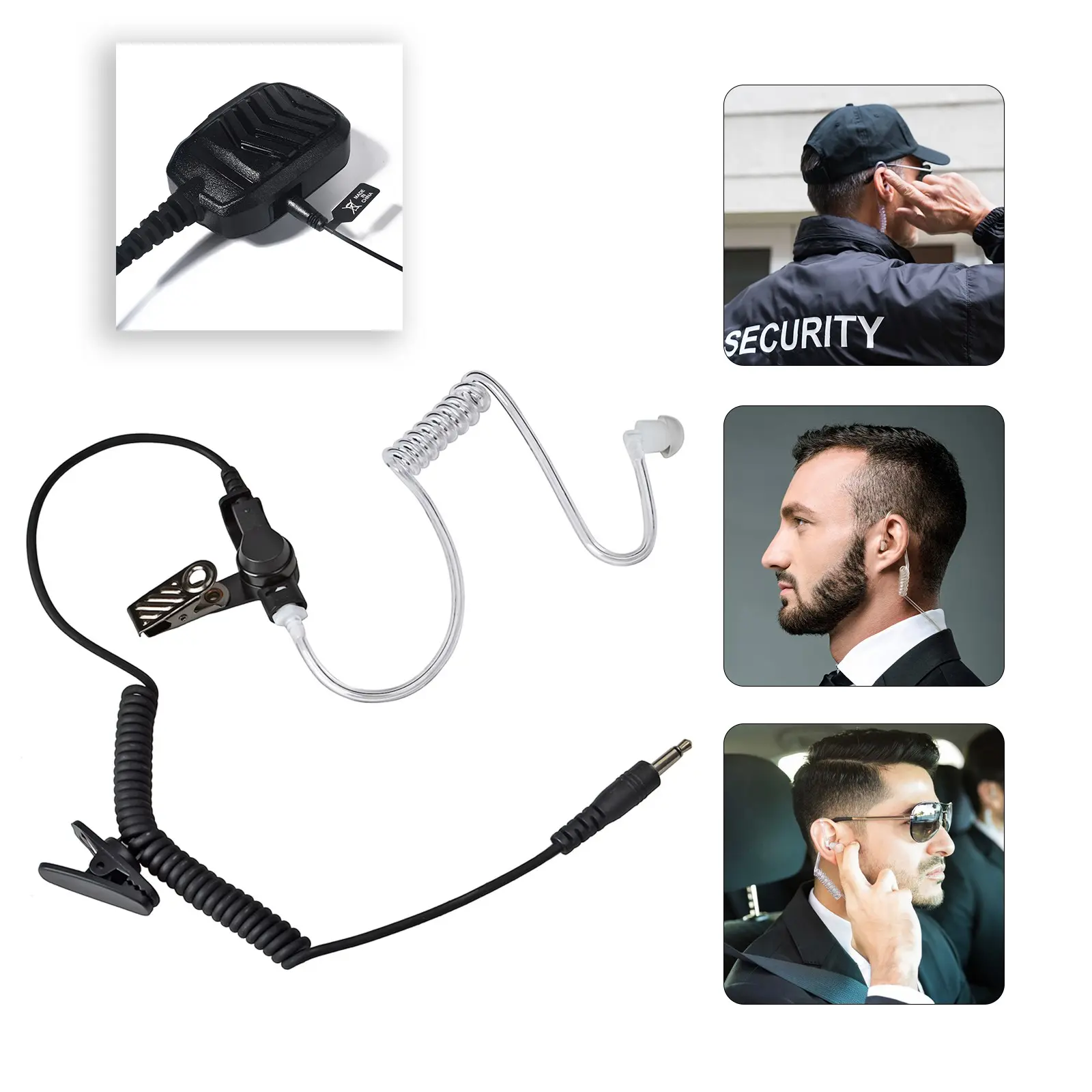 YNIBST Receiver/Listen ONLY Surveillance 3.5mm Durable Headset Earpiece with Clear Acoustic Coil Tube Earbud Clip for Two-Way Radios, Transceivers and Radio Speaker Mics Jacks