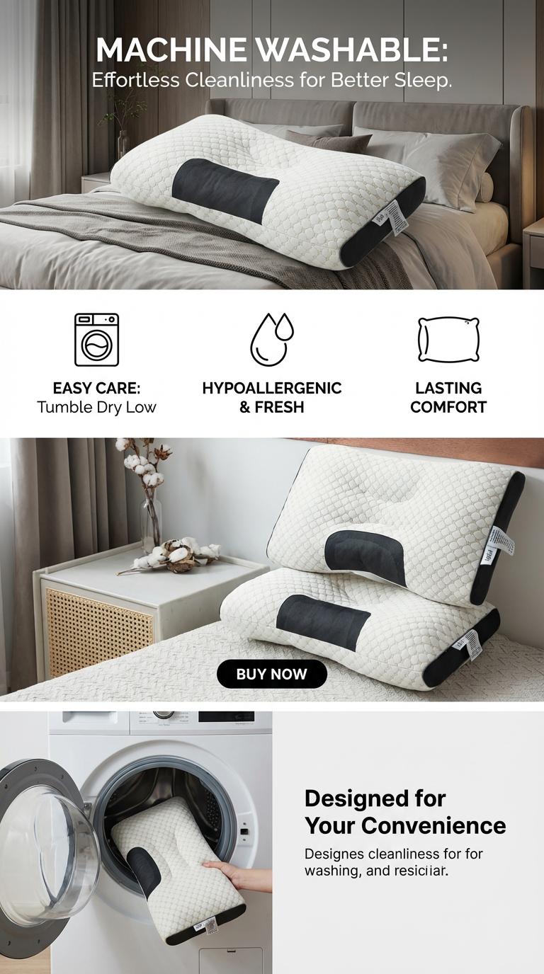 2-Pack Ergonomic Cervical Pillows - Cooling Mesh Neck Support Pillows for Pain Relief, Perfect for Back & Side Sleepers