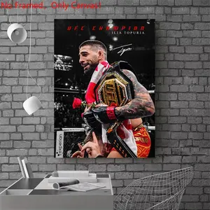 1 piece/set frameless canvas painting print poster, Classic realistic Boxing Sports star art，Ilia Topuria Champion，a perfect gift for mixed martial arts loves, ideal gift for bedroom, living room, dorm hallway, kitchen,s mural, wall decoration