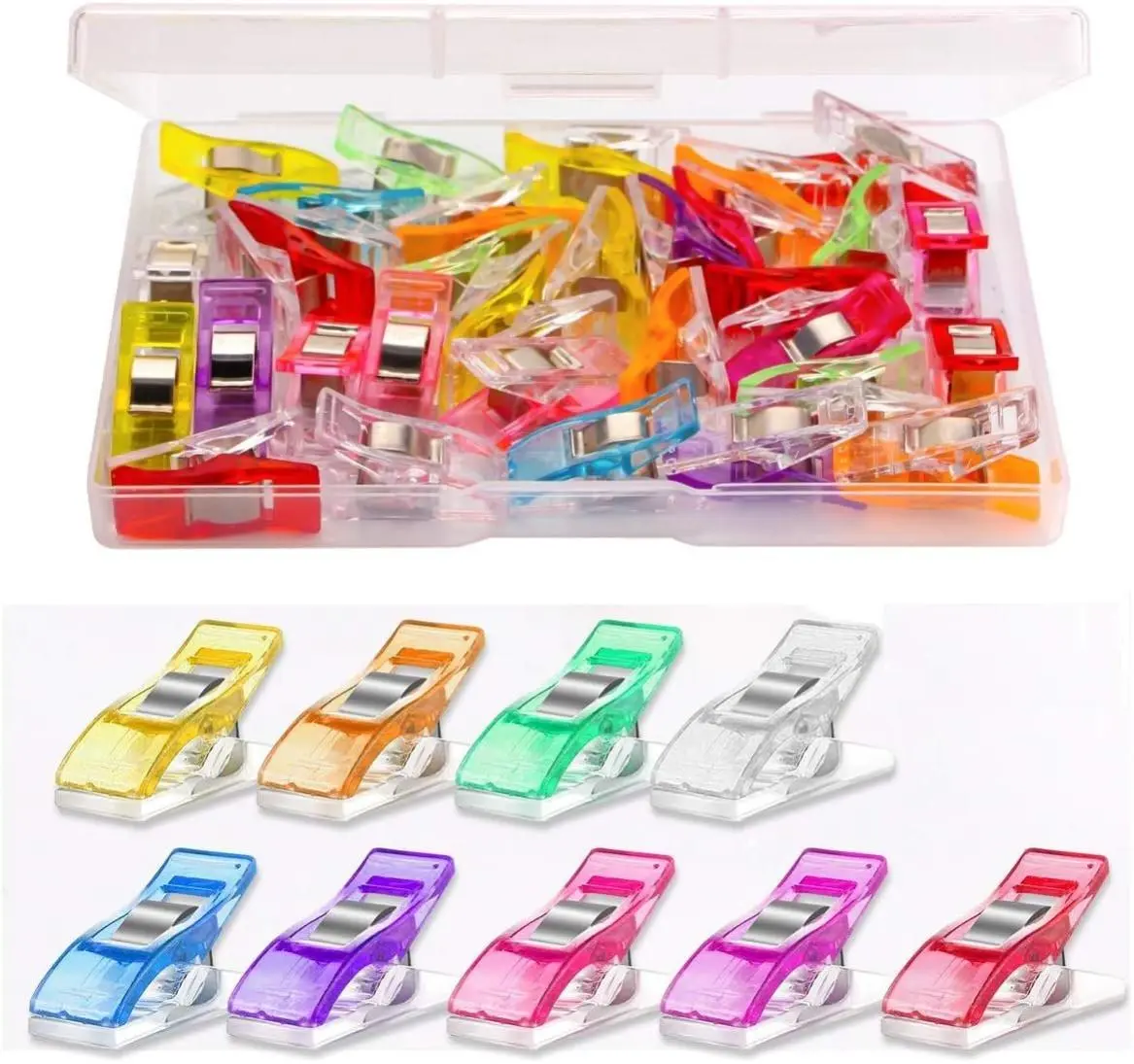 Premium Multipurpose Sewing Clips (27 x 10 x 13 mm, 30 Pcs Assorted Colors) - Sewing Tools with Flat Bottom, Quilting Measuring Marking Tool for Crafters, Sewing Accessories and Supplies for Fabric Projects