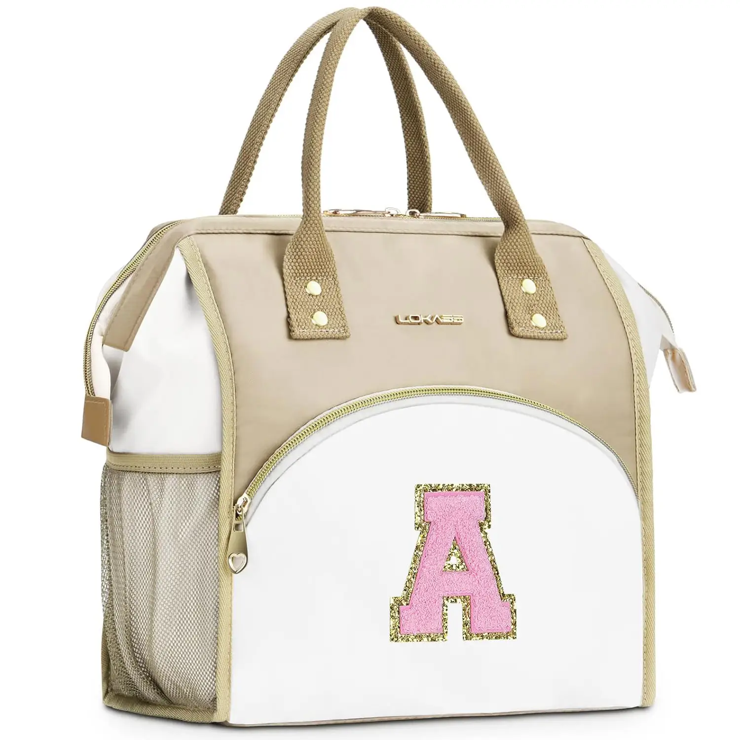 lunchbag LOKASS UTOTEBAG Initial lunch bag aesthetic insulated lunch bag，lunch bag for work，Preppy Teen Girl Lunch Box Adult Cooler Lunchbox Contain