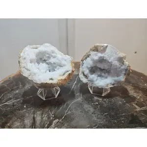 Moroccan Quartz Geode Pair with Display Stands — 1.18 lbs | CrystalCloud Company