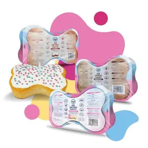 Puppy Cake Dog Birthday Cake Kit - Includes Cake Mix, Icing Mix, Red Bone-Shaped Baking Pan and 1 Candle