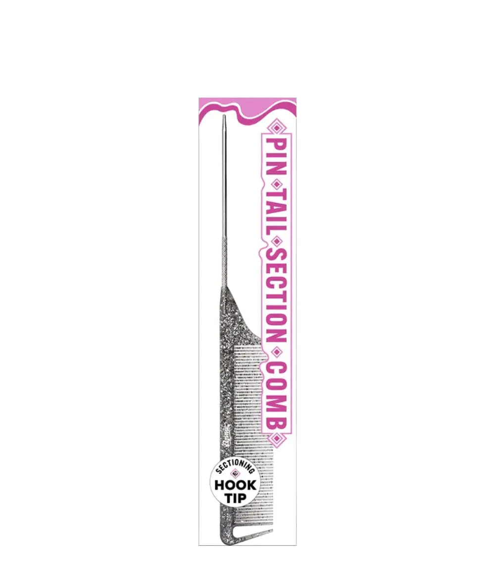 Annie #250 Luminous Pin Tail Sectioning Comb Asst, Fine-Tooth Rat Tail Teeth Beauty Tool with Glitter for Hair Styling