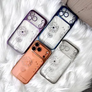 Electroplated Dandelion iPhone17Promax Case Anti-fall Protective Cover for iPhone16/15 Shockproof Casing Cellphone Protector Purple Orange Protection Smartphone gift