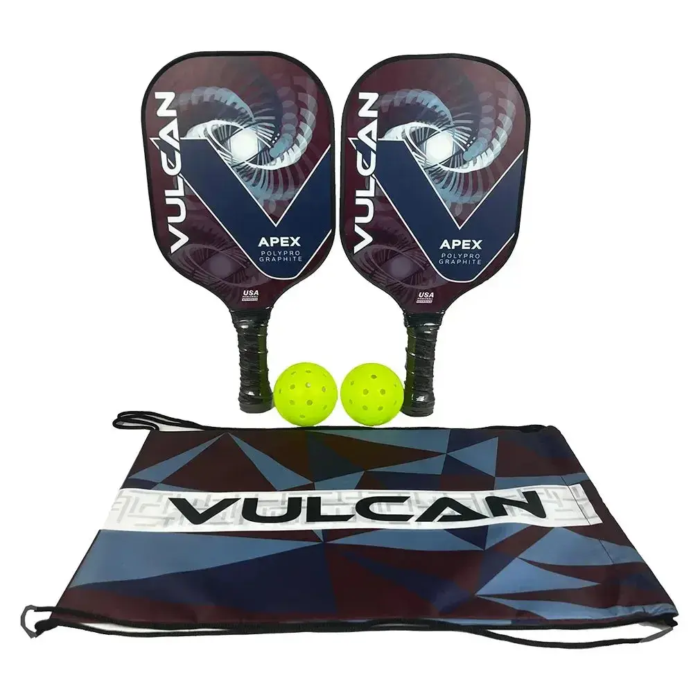 Apex Pickleball Paddle Set with 2 Graphite Paddles, 2 Outdoor Pickleballs & Carry Bag, Lightweight Indoor Outdoor Pickleball Set for Men Women Adults Beginners, Recreation, Training, Backyard Games & Sports
