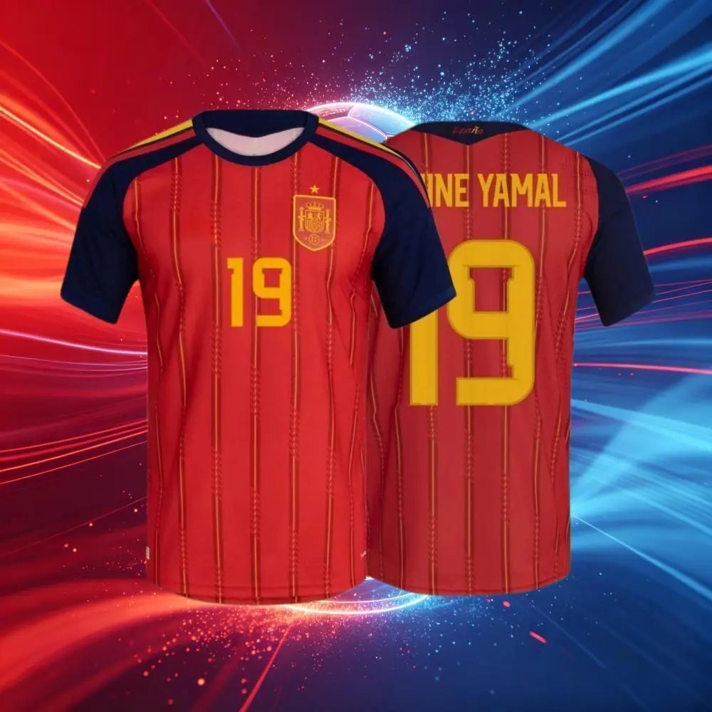 2026 Spain 19#Lamine Yamal and 20#Pedrl Short And Long Sleeve Soccer Jersey Fans Version Breathable