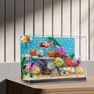 Acrylic Display case for Lego 10366 Tropical Aquarium Fish Tank Set - dustproof with uv Protection,Custom Fit for Lego 10366 Model - Collector's Edition(Model not Included) (Transparent + 3mm)
