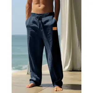 Men's High-Quality Linen Pants, Renaissance Viking Pirate Costume, Vintage Style, Leather Patched, Ideal for Halloween & Cosplay PartiesRAIMENTRY