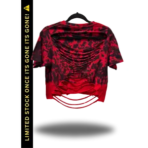 ROAD RASH RED AND BLACK TIE DYE CROP TOP