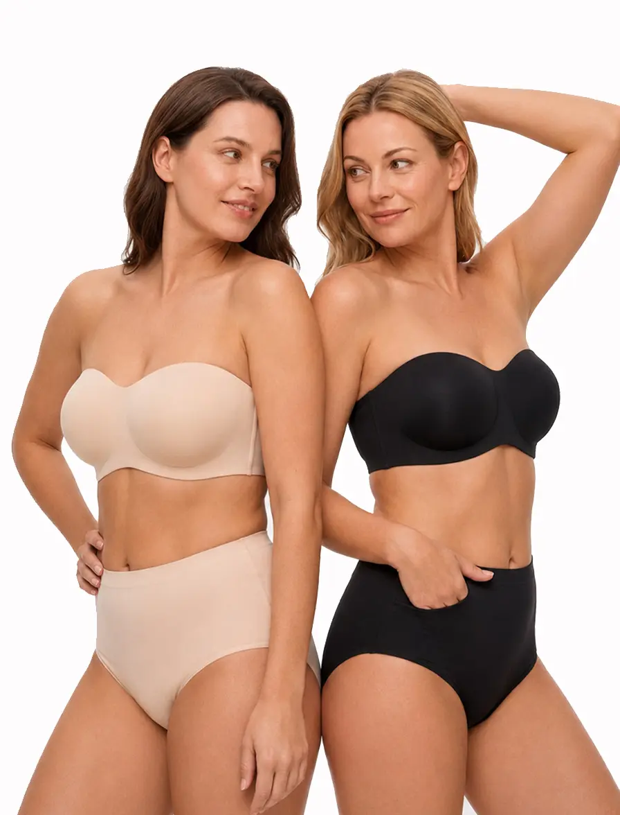 SOFT INTENTION Strapless Bras Push Up Bandeau Bra Non Slip Wireless Jelly Bra with Removable Straps
