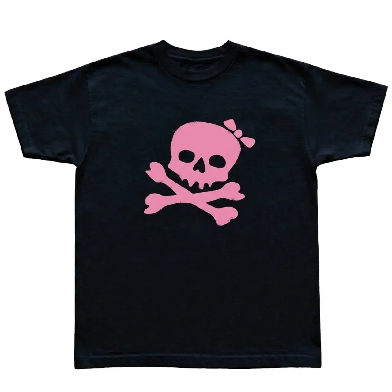 Pink skull and crossbones Baby Tee, Y2k emo  Style Aesthetics tee