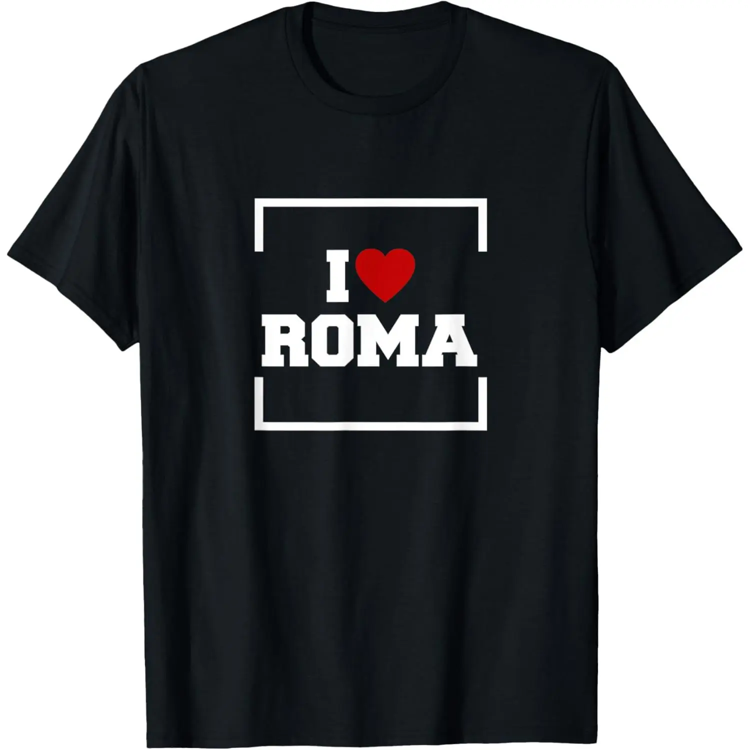 Men's 'I Love Roma' Graphic Print 100% Cotton Casual Short Sleeve Round Neck Sports Top, Machine Washable All-Season Knit Fabric Shirt, Regular Fit, Do Not Dry Clean, Crew Neck, Shortsleeve, Menswear