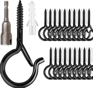 36 PCS Q-Hanger Hooks with Safety Buckle - Windproof Outdoor Camping String Light & Plant Accessories, Includes 1 Wing Nut Driver