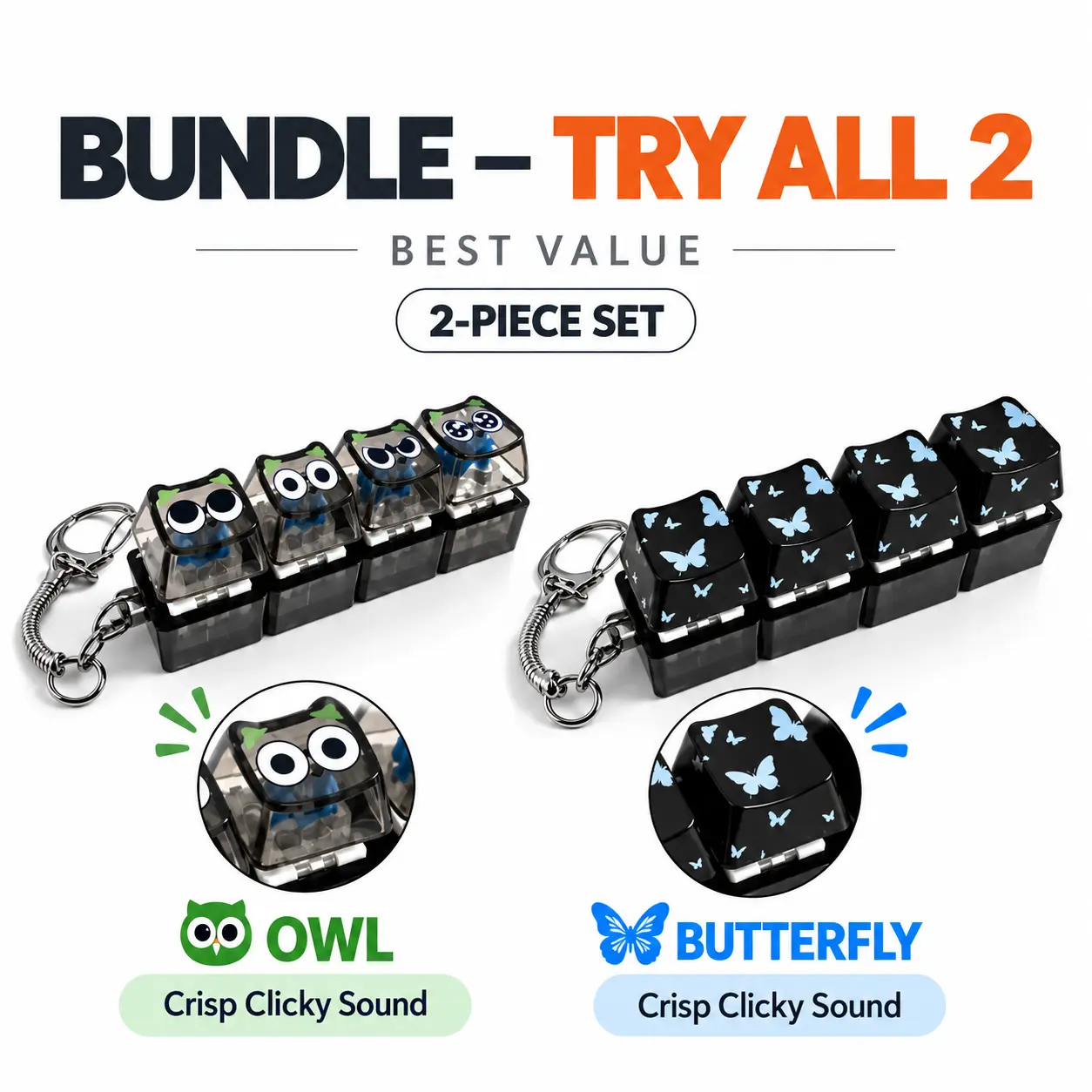 Stress Relief Fidget Toy, Mini Mechanical Keyboard Clicker Keychain with RGB Lights, Desktop Toy, Fun Gift, Multiple Styles Available, Cute Keychains For Car Keys, Keychain Included