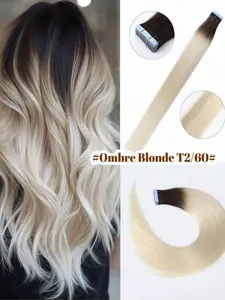#2T60 20pcs 50g Tape in Ombre Hair Extensions Human Hair For  Woman 14-26inches Hair Extension Real Hair Extensions