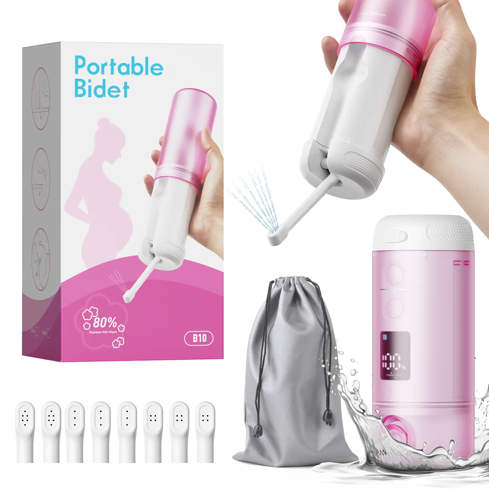 [DealsForYouDays] B10 Portable Travel Bidet 250ml USB-Type C Electric Rechargeable Handheld Mobile/Portable Water Sprayer for Men & Women, Personal Hygiene & Soothing Personal Self Care, Mother's Day Gift summerwins