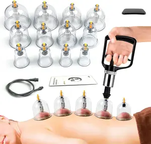 Cupping Therapy Set with 12 Massage Cups & Hand Pump – Back Pain Relief, Muscle Recovery, Physical Therapy at Home – Easy-to-Use Suction Cups for Deep Tissue Massage & Tension Relief