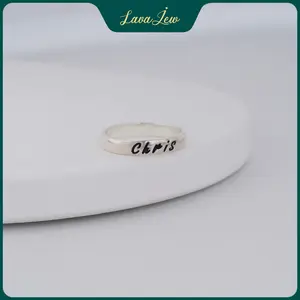 LavaJewelry, Personalized Name Ring, 925 Sterling Silver Ring, Silver Ring for Men, Women and Girls