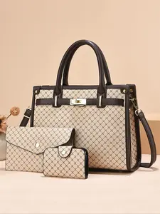 Women's Elegant Crocodile Embossed Handbag & Wallet & Wristlet, Fashionable Bag Set for Daily Used, Casual Trendy Versatile High-quality Daily Commuting Bag