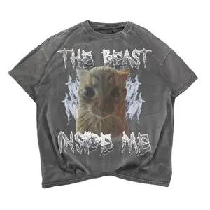 The Beast Inside Me t-Shirt, Funny Cat Meme Shirt, Vintage 90s Y2K Graphic Tee, Ironic Unhinged Shirt, Silly Animal Meme Gift