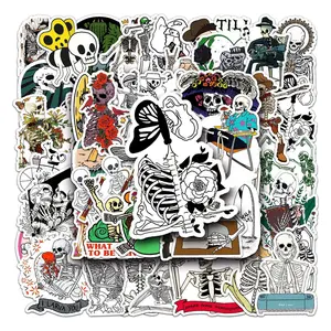Skeleton Series Sticker, Premium Skull Stickers, 50pcs Waterproof Sticker Pack for Wall Water Bottle Skateboard Helmet Car Bike Luggage Laptop, Halloween