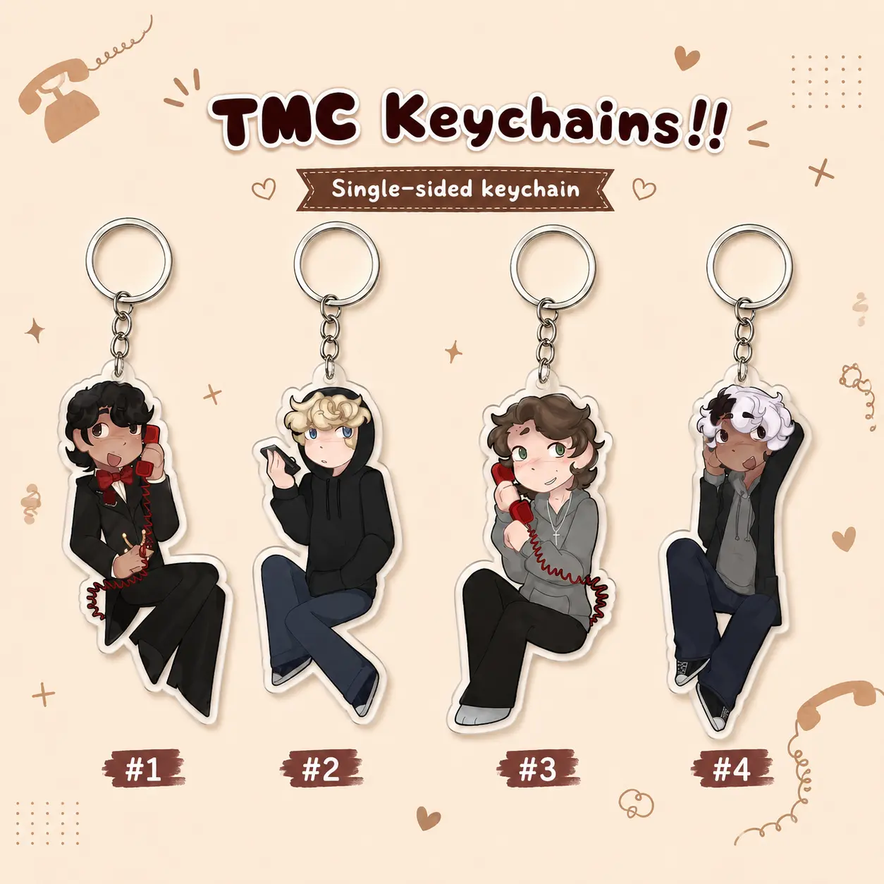Cute Chibi Boy Acrylic Keychain, Round Bag Charm Accessory