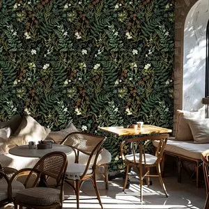 1 Roll 17.3x118 Inches No Glue Self-Adhesive Vintage American Lush Green Leaf Wallpaper, Peel and Stick for Live Streaming Background Wall, Waterproof Moisture-Proof Ins Style Fresh Natural, Essential for Bedroom Living Room Renovation