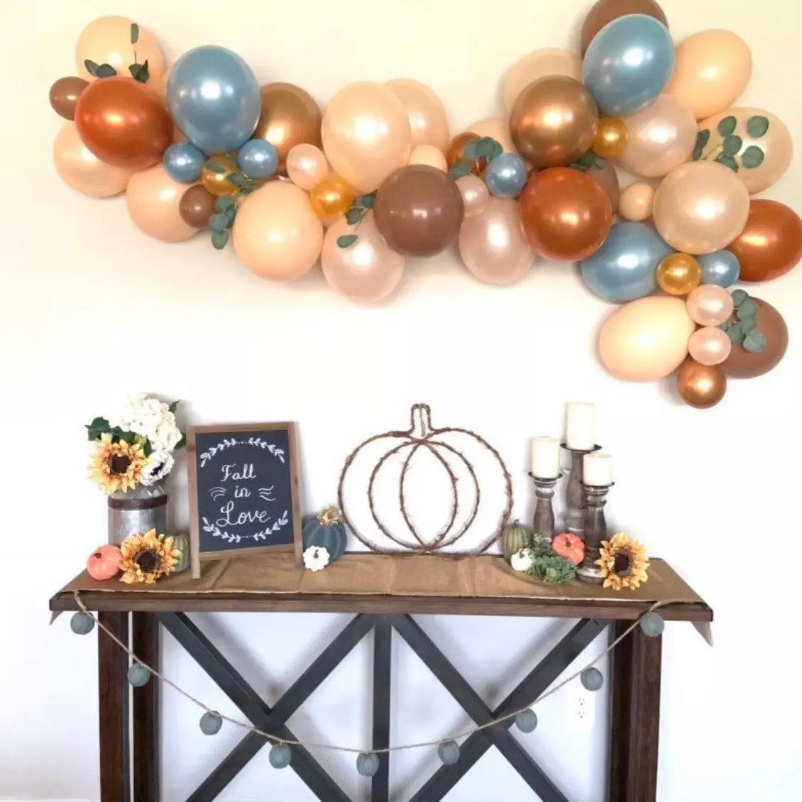 Little Pumpkin Balloon Garland Kit DIY includes Hand Pump | 8-Foot Fall Bridal Shower Balloon Arch | A Little Pumpkin is on the Way Baby Shower | Dusty Blue Little Pumpkin Balloons | Rustic Balloons