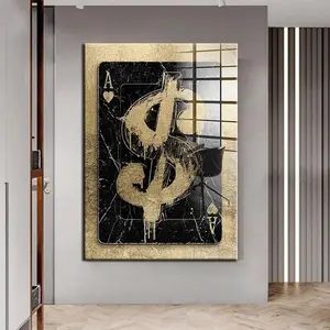 Motivational Abstract Gold Dollar Postal Money Wall Art Motivational Print Decor With Ace Card Inspirational Print On Paper - UNFRAMED