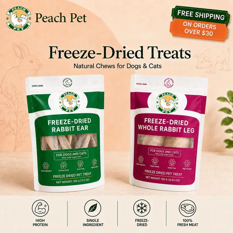 Freeze-Dried Dog Treats-Single Pack Or 2 Pack Options- Natural Rabbit Ear & Whole Rabbit Leg Chews, High Protein Pet Snacks for Dogs & Cats#TikTokShopFallDealsForYou