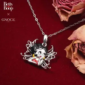 GNOCE Mermaid Betty Boop Adjustable Open Rings for Women,S925 Sterling Silver Ring for Her Wife, Valentine‘s Day, Mother’s Day Jewelry Gift
